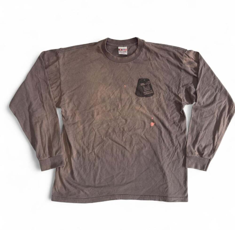 Bayside Rags Of Honor Long Sleeve T-Shirt Size XL Brown Graphic
